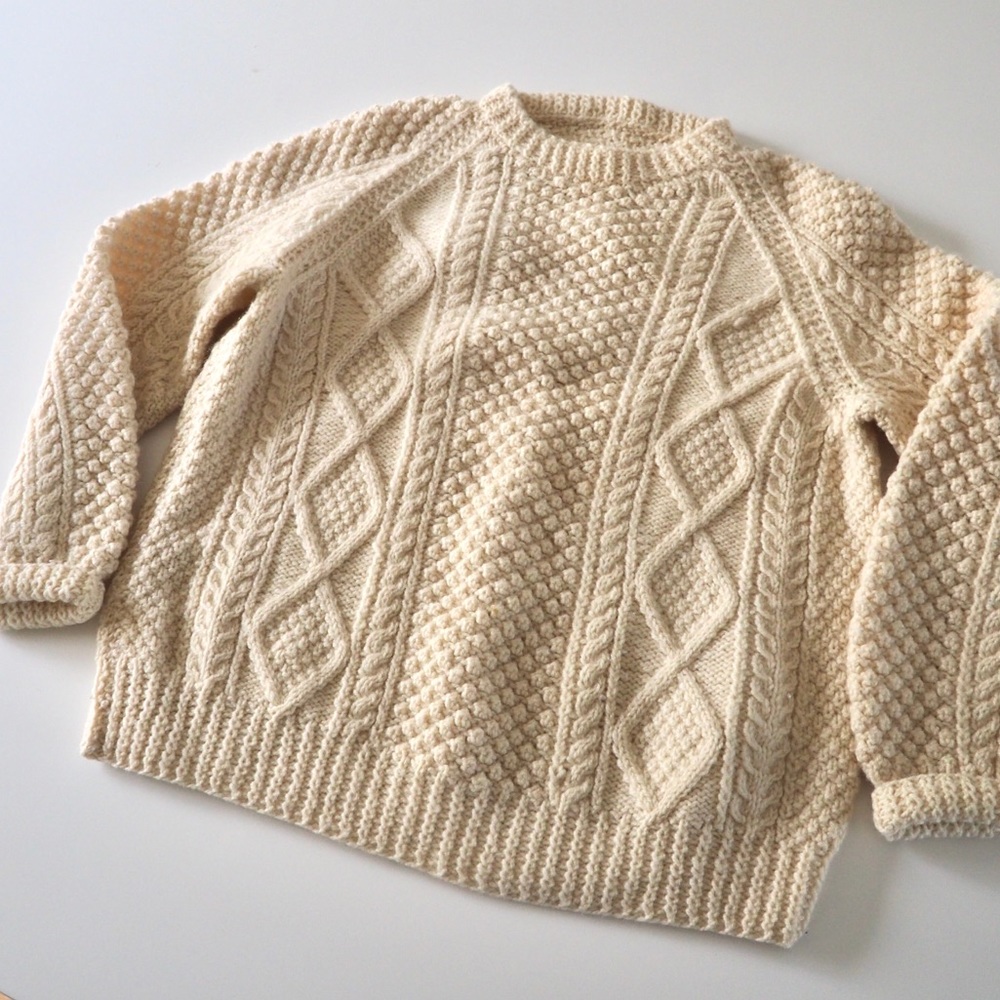 Vintage knit cream fisherman sweater